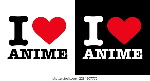 Black Red White I Heart Love Anime NY New York Vector EPS PNG Clip Art No Transparent Background