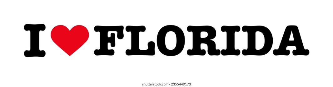 Black Red White I Heart ♥ Love Florida Vector EPS PNG Clip Art No Transparent Background
