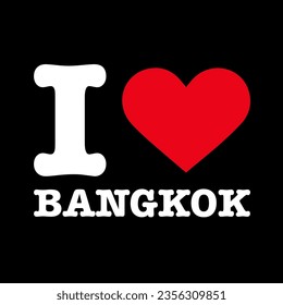 Black Red White I Heart ♥ Love Bangkok Vector EPS PNG Clip Art No Transparent Background