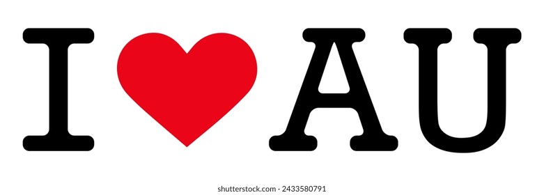 Black Red White I Heart Love ♥ AU Australia Vector EPS PNG Clip Art No Transparent Background