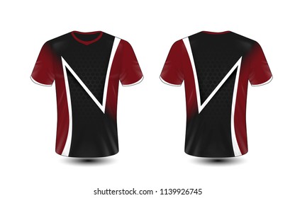 Black, red and white layout e-sport t-shirt design template