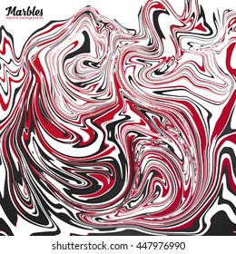 Black, red and white marble style abstract vector background