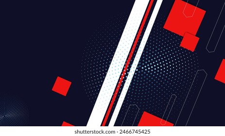 Fondo geométrico abstracto moderno rojo y blanco negro con Formas simples círculo, línea, triángulo, punto, uso para el evento de póster de Plantilla, Anuncio de medios sociales y póster digital