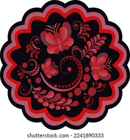 mandala de adorno de patrón blanco rojo negro