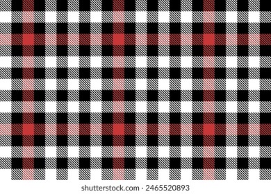 Schwarz rot weiß kariertes Muster. Vektorgrafik Mode Textildruck Design. Nahtlose Plaid-Muster-Textur. Klassischer Stil Tartan Schecktuch Hintergrund.