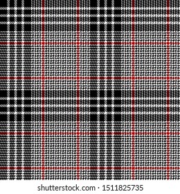 Black, Red and White tartan plaid Scottish seamless pattern.Texture from plaid,tablecloths, clothes, shirts, dresses, jacket, skirt, paper, blankets and other textile products.Glen plaid.Tweed fabric.