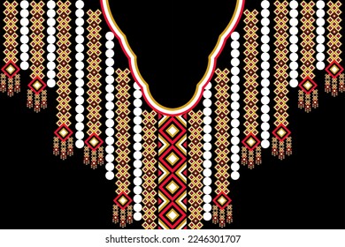 Black red white yellow abstract ethnic vector background Seamless pattern in tribal, folk embroidery, mexican style. Aztec geometric art print, design for wallpaper, clothing, wrapping, fabric, textil