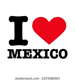 Black Red WhiteI Heart Love Mexico Vector EPS PNG Clip Art No Transparent Background