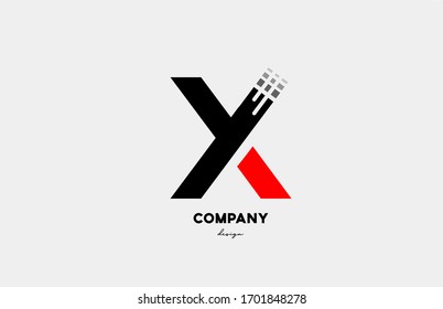 Black Red X Alphabet Letter Logo Icon Design For Business And Company. Suitable For Media Technology Or Technical Logo