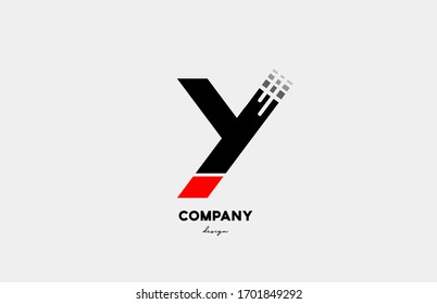black red Y alphabet letter logo icon design for business and company. Suitable for media technology or technical logo