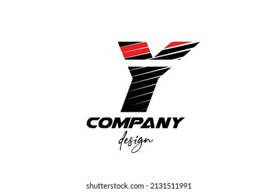 black and red Y alphabet letter logo icon. Creative design for business and company with sliced bold style