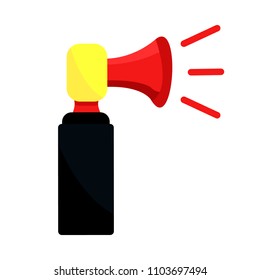  Black, red, yellow air horn. Sport fans tools, equipments, accessories. Modern flat cartoon style vector illustration icons. Isolated on white background. Fan tool.