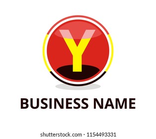black and red yellow color glasses circle button web logo graphic design with modern clean style for any professional company with initial type letter y on it