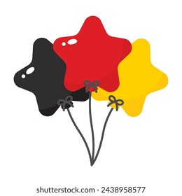 Black, red and yellow colored balloons, as the colors of Germany flag. Flat vector illustration.