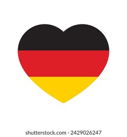 Black, red and yellow colored heart icons, as the colors of Germany flag. Flat vector illustration.