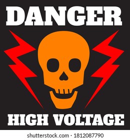 black red yellow danger symbol High Voltage Sign Vector with skull Lightning electricity symbol warning template illustration