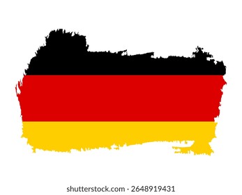Black, red, and yellow German flag inside rugged brush silhouette, perfect for national and cultural themes.