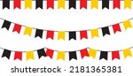 Black red and yellow party garlands with pennants. Vector buntings set II.