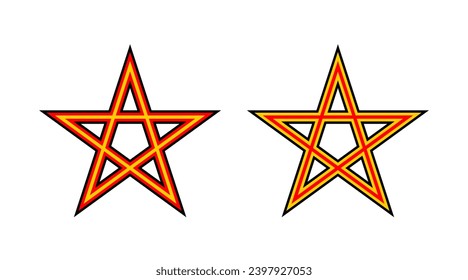 Black, red and yellow star award line icon illustration. Pentagram logo isolated on white background vector.