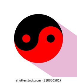 Black and red yin and yang symbol vector illustration. Yin-yang icon of harmony and balance on a white background.