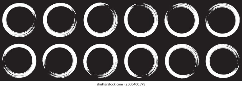 Negro Rojo Zen Circle Brush Logo, signo, Icono Vector Diseño Ilustración. Círculo Cepillo Zen, signo, conjunto de iconos de Plantilla de Ilustración vectorial. Eps 10.