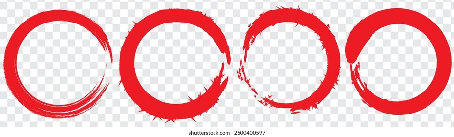 Schwarz Rot Zen Kreis Pinsel Logo, Zeichen, Symbol Vektor Design Illustration. Zirkelpinsel Zen, Zeichen, Symbolsatz, Vektorgrafik-Vorlage. EPS 10.