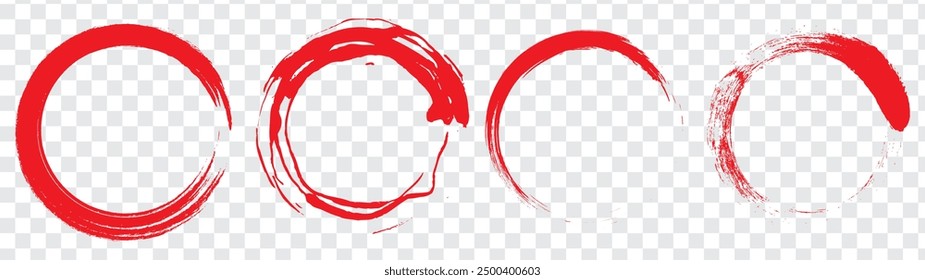 Black  Red Zen Circle Brush Logo, Sign, Icon Vector Design Illustration. Circle Brush Zen,  Sign, Icon Set Vector Illustration Template. Eps 10.