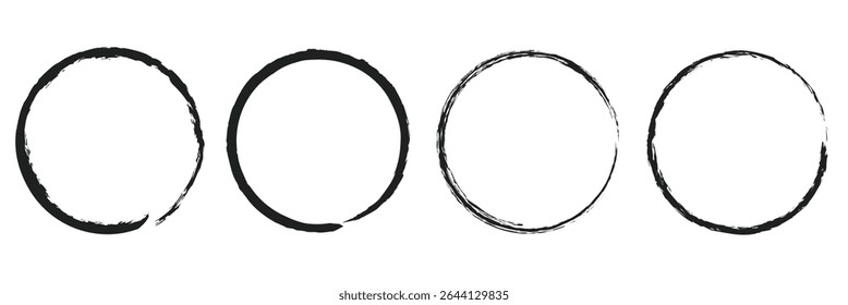 Black Red Zen Circle Brush Logo, Sign, Icon Vector Design Illustration. Circle Brush Zen, Sign, Icon Set Vector Illustration Template. 