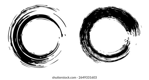 Black  Red Zen Circle Brush Logo, Sign, Icon Vector Design Illustration. Circle Brush Zen,  Sign, Icon Set Vector Illustration Template. Eps 10.