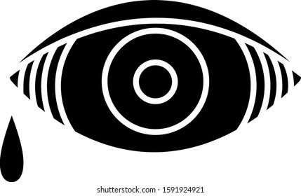 Black Reddish eye due to viral, bacterial or allergic conjunctivitis icon isolated on white background.  Vector Illustration