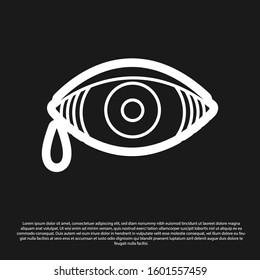 Black Reddish eye due to viral, bacterial or allergic conjunctivitis icon isolated on black background.  Vector Illustration