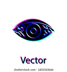 Black Reddish eye due to viral, bacterial or allergic conjunctivitis icon isolated on white background.  Vector Illustration