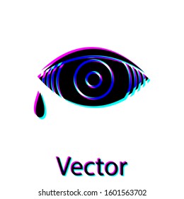 Black Reddish eye due to viral, bacterial or allergic conjunctivitis icon isolated on white background.  Vector Illustration