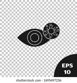 Black Reddish eye due to virus, bacterial or allergic conjunctivitis icon isolated on transparent background.  Vector Illustration