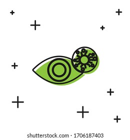 Black Reddish eye due to virus, bacterial or allergic conjunctivitis icon isolated on white background.  Vector Illustration