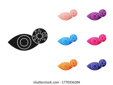 Black Reddish eye due to virus, bacterial or allergic conjunctivitis icon isolated on white background. Set icons colorful. Vector Illustration