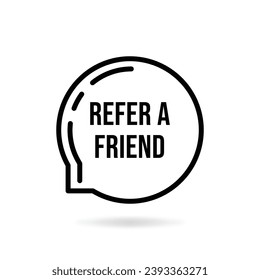 negro remite a una burbuja de discurso de un amigo. tendencia de trazo plano moderno logotipo gráfico diseño de arte creativo aislado en fondo blanco. concepto de atraer nuevos clientes por recomendación o beneficio del socio