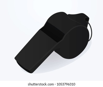 Black referee whistle. vector illustrastion