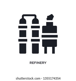 black refinery isolated vector icon. simple element illustration from industry concept vector icons. refinery editable logo symbol design on white background. can be use for web and mobile