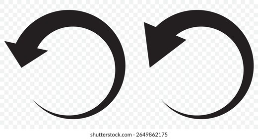 Black Refresh arrow icon. Reload arrow . Recycle arrow icon on Transparent Background. EPS 10.