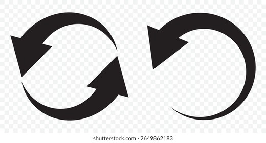 Black Refresh arrow icon. Reload arrow . Recycle arrow icon on Transparent Background. EPS 10.