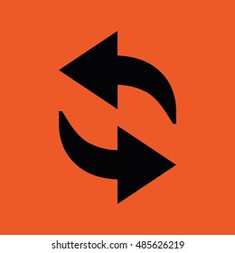 Black refresh button icon vector. Orange background