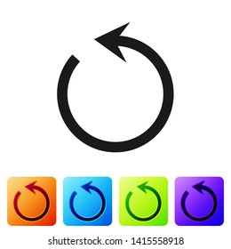 Black Refresh icon isolated on white background. Reload symbol. Rotation arrow in a circle sign. Set icon in color square buttons. Vector Illustration