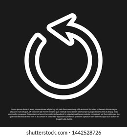 Black Refresh icon isolated on black background. Reload symbol. Rotation arrow in a circle sign.  Vector Illustration