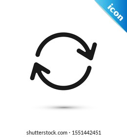 Black Refresh icon isolated on white background. Reload symbol. Rotation arrows in a circle sign.  Vector Illustration