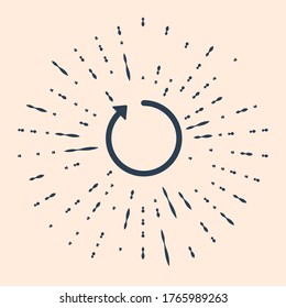Black Refresh Symbol einzeln auf beigem Hintergrund. Abstrakte Kreis Zufallspunkte. Vektorgrafik