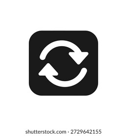 Ícone de atualização preto, símbolo de sincronização, setas circulares, conceito de atualização, sinal de carregamento, vetor.