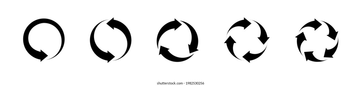 Black refresh recycle refuse reuse rotate circulation vector arrows icons set. Black rotation arrows vector set. Eco refuse icon set. Logo design. Vector graphic EPS 10