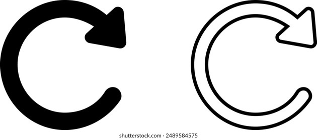 black refresh reload icon sign vector line design