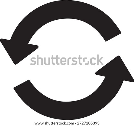 Black Refresh Sync Icon with Circular Rotating Arrows Isolated on White for Data Update and Reload Interface Design
